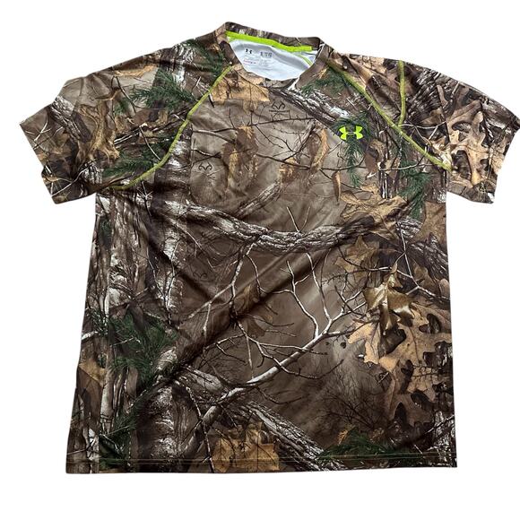 Under Armour Shirt Mens X-LARGE Camo Stretch Performance Heat Gear Hunting - Picture 1 of 6
